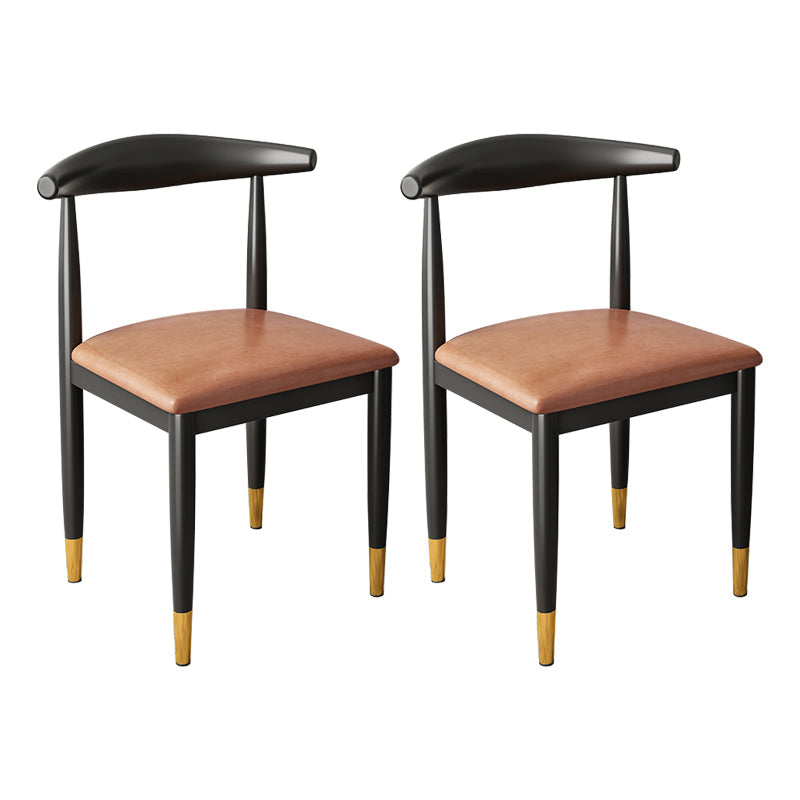 Contemporary Metal Side Chair Restaurant Armless Cow Horn Open Back Dining Side Chair Orange 2 Piece Set Brass Gold Clearhalo ' kitchen&dining_furn' 'Dining Chairs' 'Dining Tables & Seating' 'dining_chair' 'furn' 'furn_dining_chair' 'Furniture' 'furniture_dining_chair' 'Kitchen & Dining Furniture' 'kitchen' 3826635