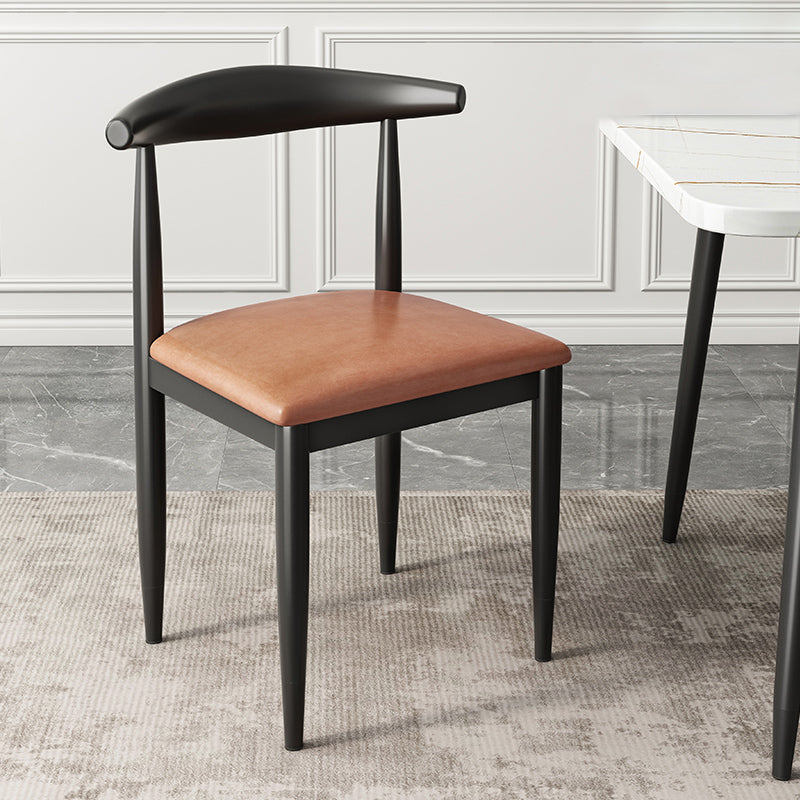 Contemporary Metal Side Chair Restaurant Armless Cow Horn Open Back Dining Side Chair Orange 1 Piece Black Clearhalo ' kitchen&dining_furn' 'Dining Chairs' 'Dining Tables & Seating' 'dining_chair' 'furn' 'furn_dining_chair' 'Furniture' 'furniture_dining_chair' 'Kitchen & Dining Furniture' 'kitchen' 3826637