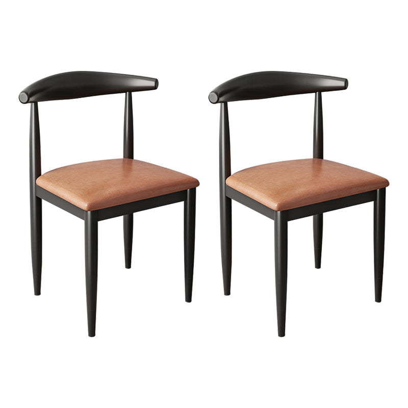 Contemporary Metal Side Chair Restaurant Armless Cow Horn Open Back Dining Side Chair Orange 2 Piece Set Black Clearhalo ' kitchen&dining_furn' 'Dining Chairs' 'Dining Tables & Seating' 'dining_chair' 'furn' 'furn_dining_chair' 'Furniture' 'furniture_dining_chair' 'Kitchen & Dining Furniture' 'kitchen' 3826638