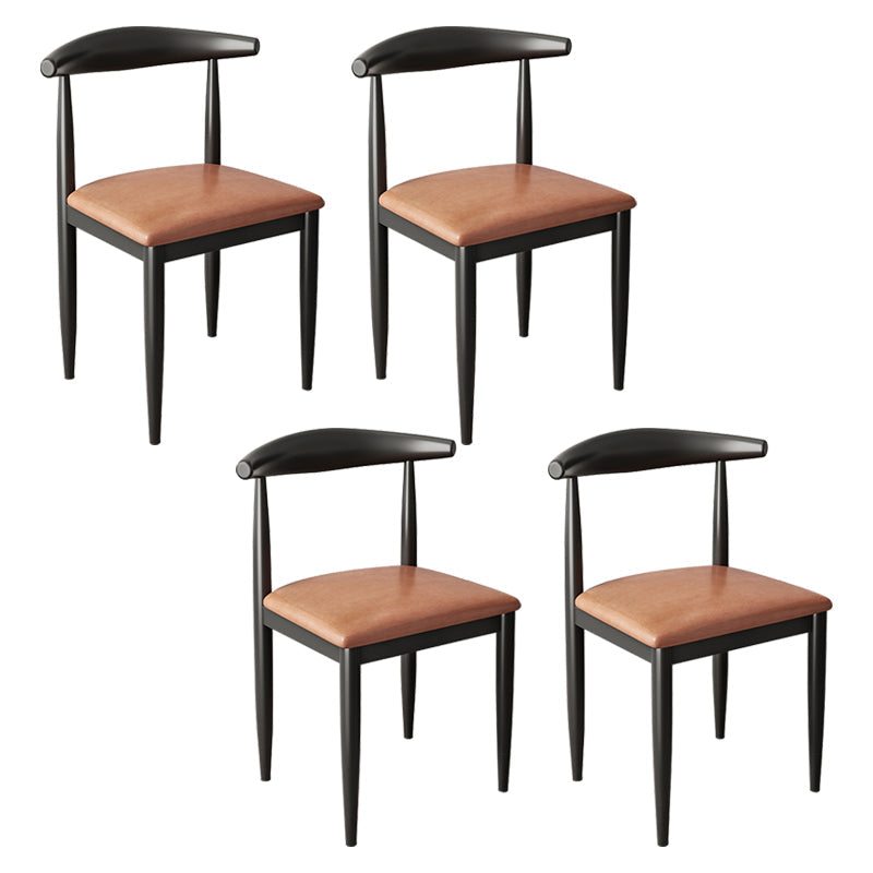Contemporary Metal Side Chair Restaurant Armless Cow Horn Open Back Dining Side Chair Orange 4 Piece Set Black Clearhalo ' kitchen&dining_furn' 'Dining Chairs' 'Dining Tables & Seating' 'dining_chair' 'furn' 'furn_dining_chair' 'Furniture' 'furniture_dining_chair' 'Kitchen & Dining Furniture' 'kitchen' 3826639