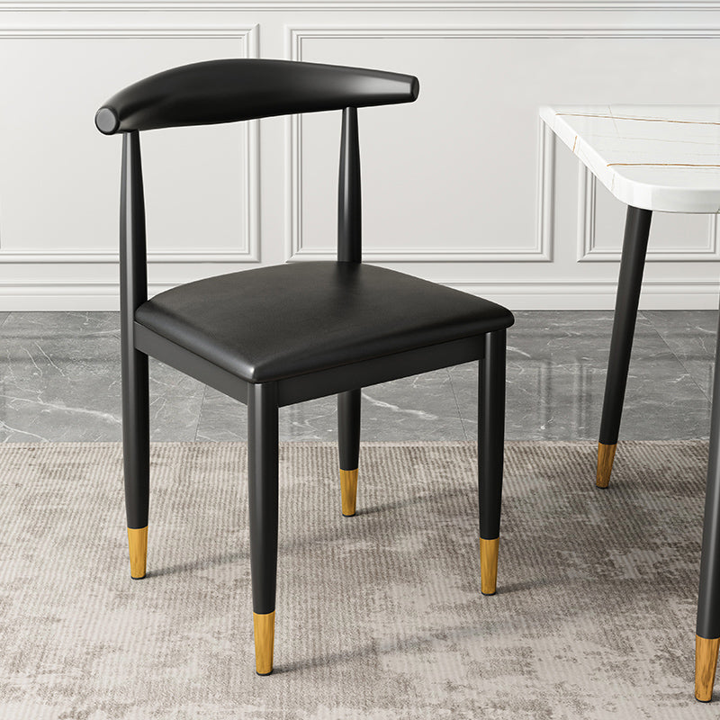 Contemporary Metal Side Chair Restaurant Armless Cow Horn Open Back Dining Side Chair Black 1 Piece Brass Gold Clearhalo ' kitchen&dining_furn' 'Dining Chairs' 'Dining Tables & Seating' 'dining_chair' 'furn' 'furn_dining_chair' 'Furniture' 'furniture_dining_chair' 'Kitchen & Dining Furniture' 'kitchen' 3826640