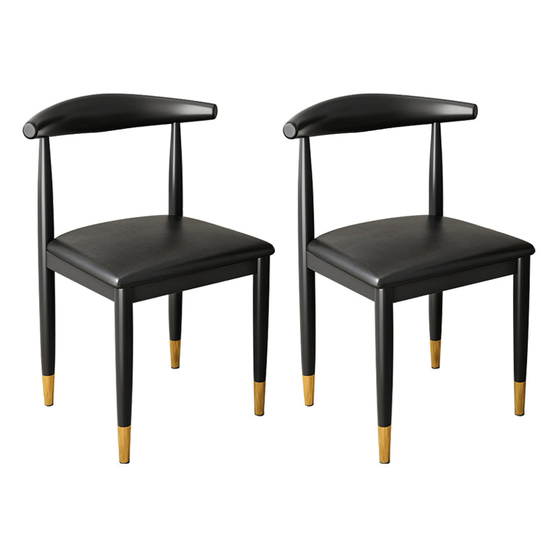 Contemporary Metal Side Chair Restaurant Armless Cow Horn Open Back Dining Side Chair Black 2 Piece Set Brass Gold Clearhalo ' kitchen&dining_furn' 'Dining Chairs' 'Dining Tables & Seating' 'dining_chair' 'furn' 'furn_dining_chair' 'Furniture' 'furniture_dining_chair' 'Kitchen & Dining Furniture' 'kitchen' 3826641