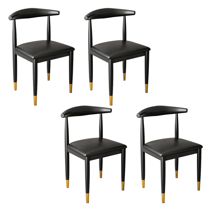 Contemporary Metal Side Chair Restaurant Armless Cow Horn Open Back Dining Side Chair Black 4 Piece Set Brass Gold Clearhalo ' kitchen&dining_furn' 'Dining Chairs' 'Dining Tables & Seating' 'dining_chair' 'furn' 'furn_dining_chair' 'Furniture' 'furniture_dining_chair' 'Kitchen & Dining Furniture' 'kitchen' 3826642