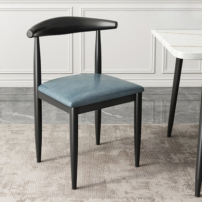 Contemporary Metal Side Chair Restaurant Armless Cow Horn Open Back Dining Side Chair Blue 1 Piece Black Clearhalo ' kitchen&dining_furn' 'Dining Chairs' 'Dining Tables & Seating' 'dining_chair' 'furn' 'furn_dining_chair' 'Furniture' 'furniture_dining_chair' 'Kitchen & Dining Furniture' 'kitchen' 3826643