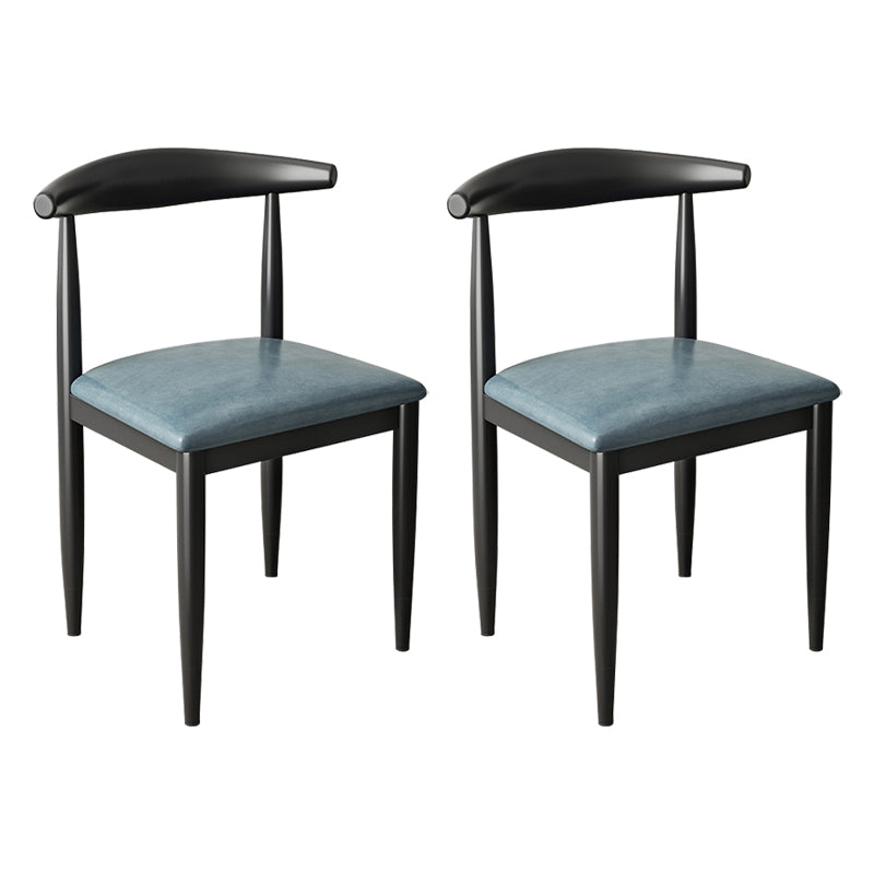 Contemporary Metal Side Chair Restaurant Armless Cow Horn Open Back Dining Side Chair Blue 2 Piece Set Black Clearhalo ' kitchen&dining_furn' 'Dining Chairs' 'Dining Tables & Seating' 'dining_chair' 'furn' 'furn_dining_chair' 'Furniture' 'furniture_dining_chair' 'Kitchen & Dining Furniture' 'kitchen' 3826644