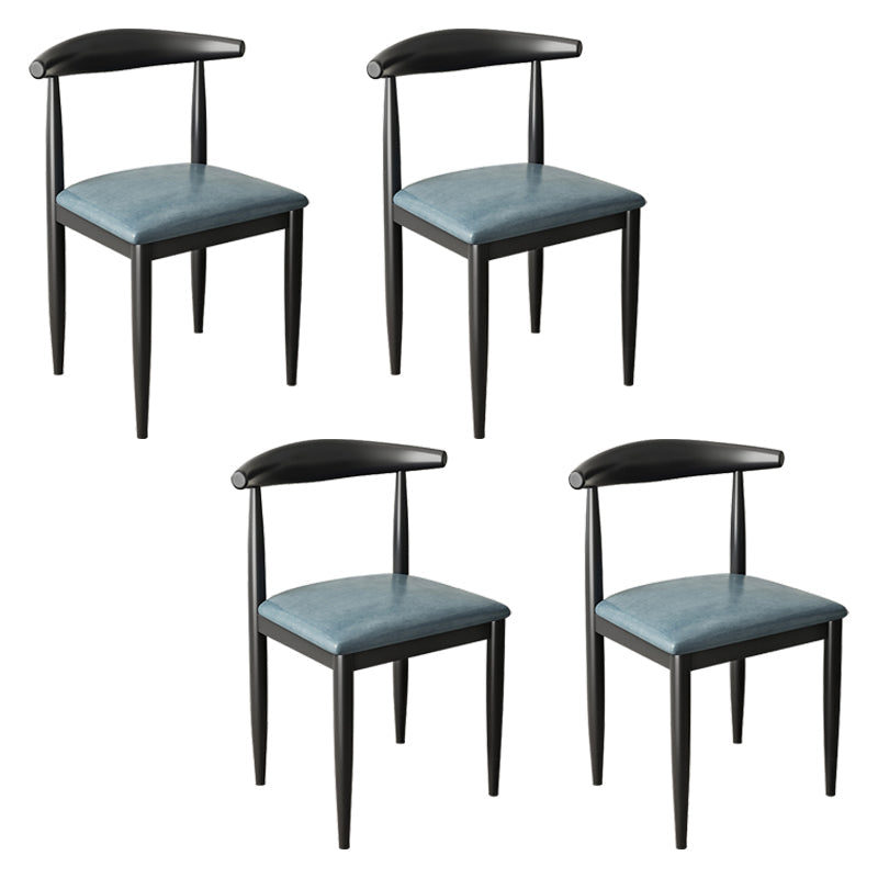 Contemporary Metal Side Chair Restaurant Armless Cow Horn Open Back Dining Side Chair Blue 4 Piece Set Black Clearhalo ' kitchen&dining_furn' 'Dining Chairs' 'Dining Tables & Seating' 'dining_chair' 'furn' 'furn_dining_chair' 'Furniture' 'furniture_dining_chair' 'Kitchen & Dining Furniture' 'kitchen' 3826645