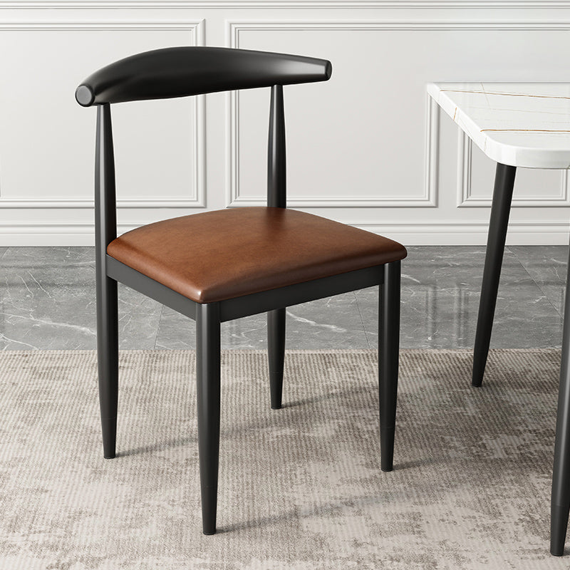 Contemporary Metal Side Chair Restaurant Armless Cow Horn Open Back Dining Side Chair Coffee 1 Piece Black Clearhalo ' kitchen&dining_furn' 'Dining Chairs' 'Dining Tables & Seating' 'dining_chair' 'furn' 'furn_dining_chair' 'Furniture' 'furniture_dining_chair' 'Kitchen & Dining Furniture' 'kitchen' 3826646