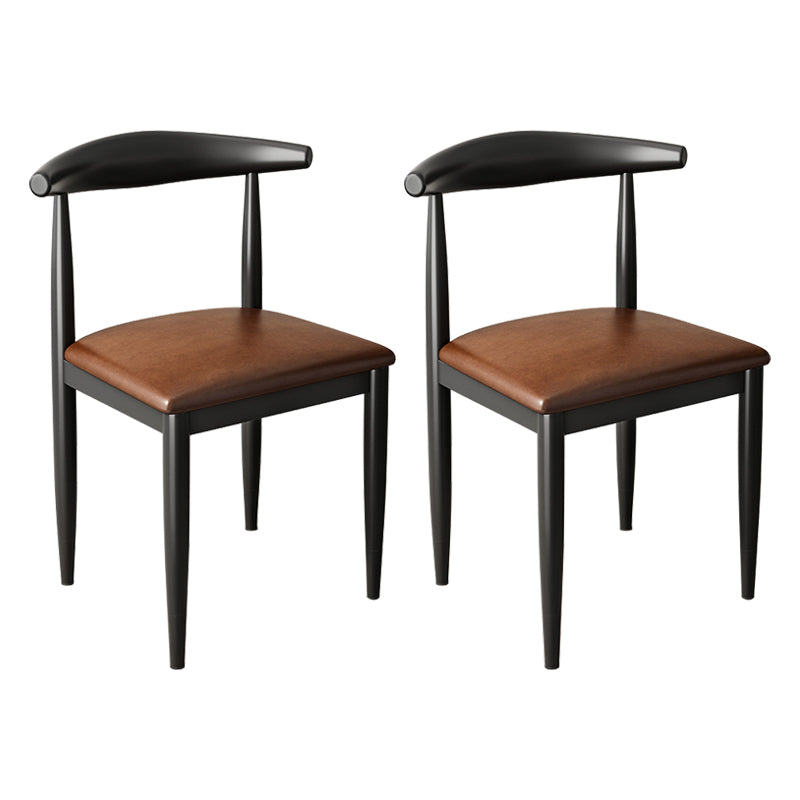 Contemporary Metal Side Chair Restaurant Armless Cow Horn Open Back Dining Side Chair Coffee 2 Piece Set Black Clearhalo ' kitchen&dining_furn' 'Dining Chairs' 'Dining Tables & Seating' 'dining_chair' 'furn' 'furn_dining_chair' 'Furniture' 'furniture_dining_chair' 'Kitchen & Dining Furniture' 'kitchen' 3826647