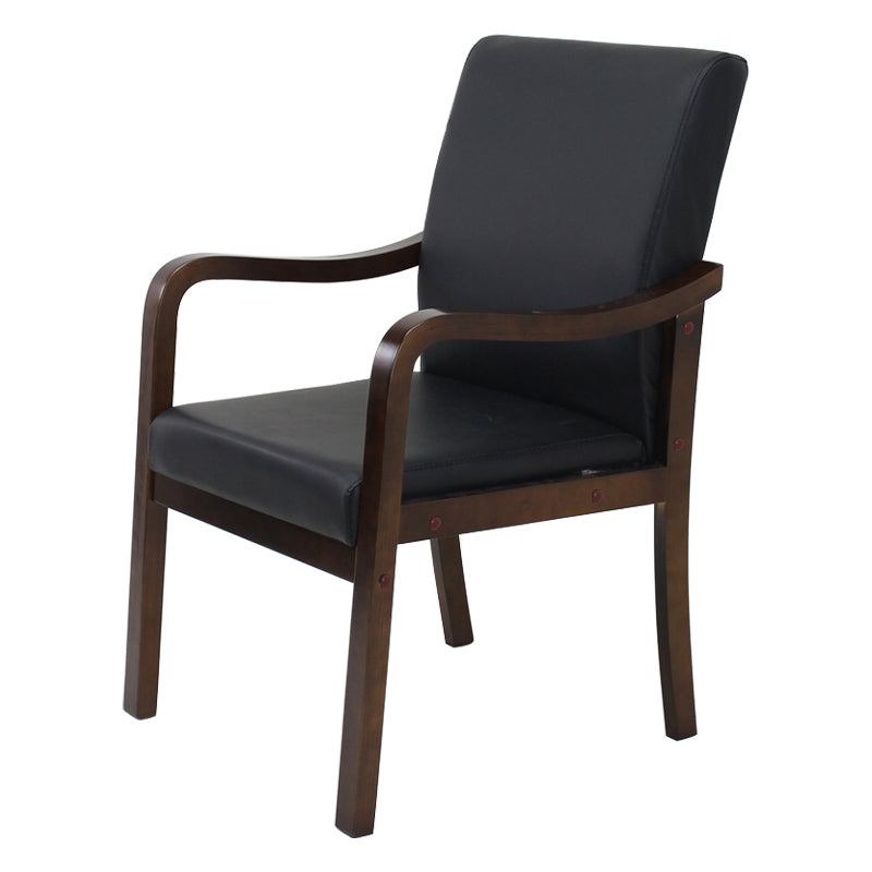 Modern Upholstered Dining Arm Chair Solid Back Dining Armchair with Wood Legs Black 1 Piece Walnut Clearhalo ' kitchen&dining_furn' 'Dining Chairs' 'Dining Tables & Seating' 'dining_chair' 'furn' 'furn_dining_chair' 'Furniture' 'furniture_dining_chair' 'Kitchen & Dining Furniture' 'kitchen' 3826653