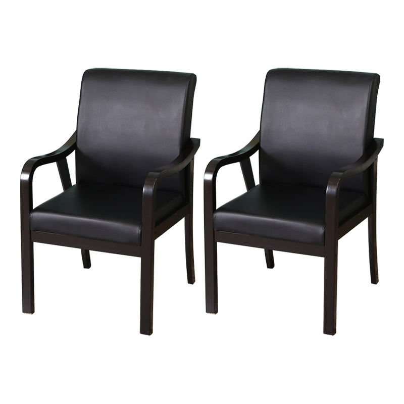 Modern Upholstered Dining Arm Chair Solid Back Dining Armchair with Wood Legs Black 2 Piece Set Black Clearhalo ' kitchen&dining_furn' 'Dining Chairs' 'Dining Tables & Seating' 'dining_chair' 'furn' 'furn_dining_chair' 'Furniture' 'furniture_dining_chair' 'Kitchen & Dining Furniture' 'kitchen' 3826664