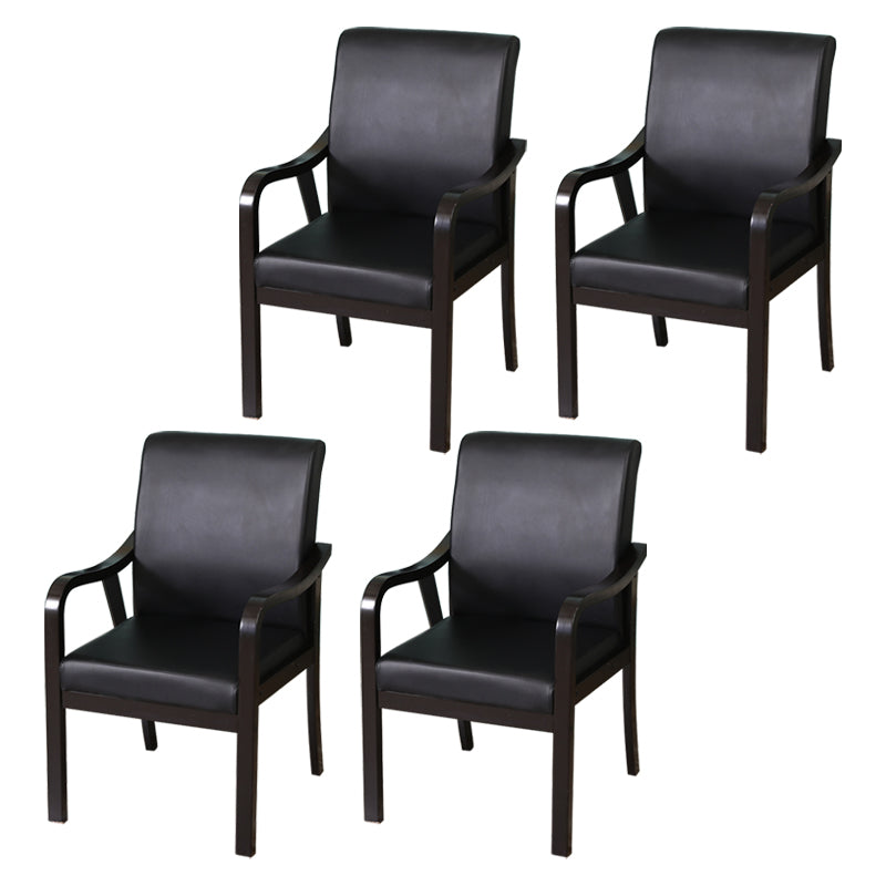 Modern Upholstered Dining Arm Chair Solid Back Dining Armchair with Wood Legs Black 4 Piece Set Black Clearhalo ' kitchen&dining_furn' 'Dining Chairs' 'Dining Tables & Seating' 'dining_chair' 'furn' 'furn_dining_chair' 'Furniture' 'furniture_dining_chair' 'Kitchen & Dining Furniture' 'kitchen' 3826666