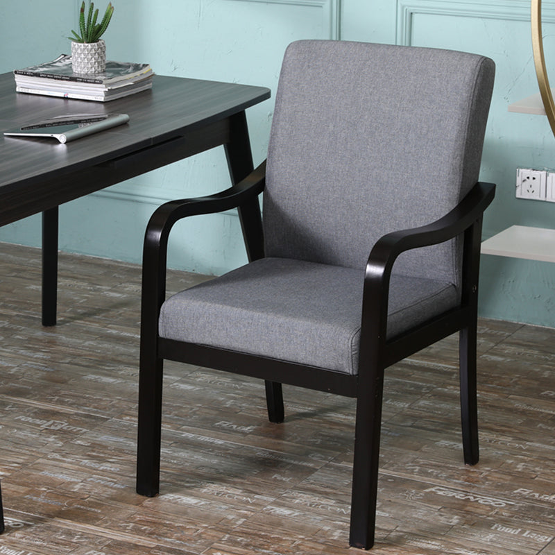 Modern Upholstered Dining Arm Chair Solid Back Dining Armchair with Wood Legs Smoke Gray 1 Piece Black Clearhalo ' kitchen&dining_furn' 'Dining Chairs' 'Dining Tables & Seating' 'dining_chair' 'furn' 'furn_dining_chair' 'Furniture' 'furniture_dining_chair' 'Kitchen & Dining Furniture' 'kitchen' 3826669