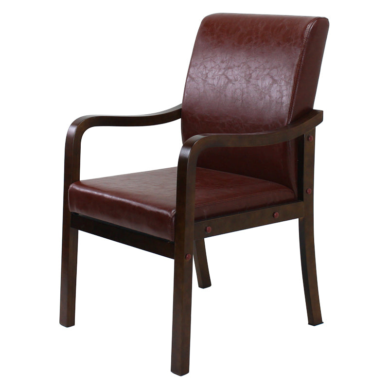 Modern Upholstered Dining Arm Chair Solid Back Dining Armchair with Wood Legs Tan 1 Piece Walnut Clearhalo ' kitchen&dining_furn' 'Dining Chairs' 'Dining Tables & Seating' 'dining_chair' 'furn' 'furn_dining_chair' 'Furniture' 'furniture_dining_chair' 'Kitchen & Dining Furniture' 'kitchen' 3826673