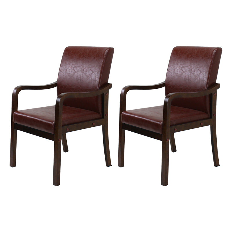 Modern Upholstered Dining Arm Chair Solid Back Dining Armchair with Wood Legs Tan 2 Piece Set Walnut Clearhalo ' kitchen&dining_furn' 'Dining Chairs' 'Dining Tables & Seating' 'dining_chair' 'furn' 'furn_dining_chair' 'Furniture' 'furniture_dining_chair' 'Kitchen & Dining Furniture' 'kitchen' 3826674