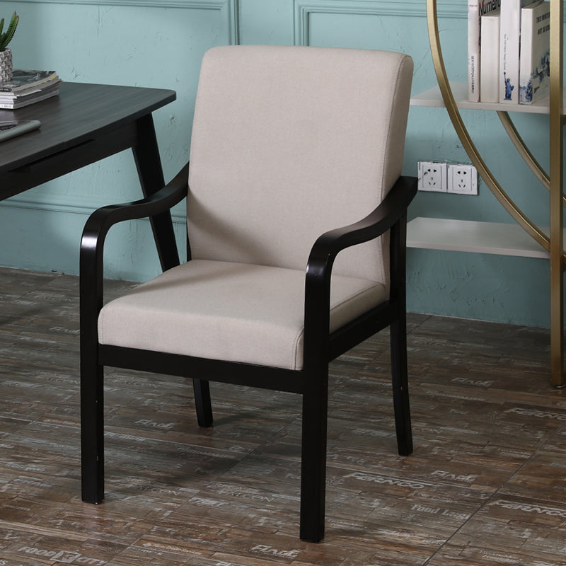 Modern Upholstered Dining Arm Chair Solid Back Dining Armchair with Wood Legs Off-White 1 Piece Black Clearhalo ' kitchen&dining_furn' 'Dining Chairs' 'Dining Tables & Seating' 'dining_chair' 'furn' 'furn_dining_chair' 'Furniture' 'furniture_dining_chair' 'Kitchen & Dining Furniture' 'kitchen' 3826679