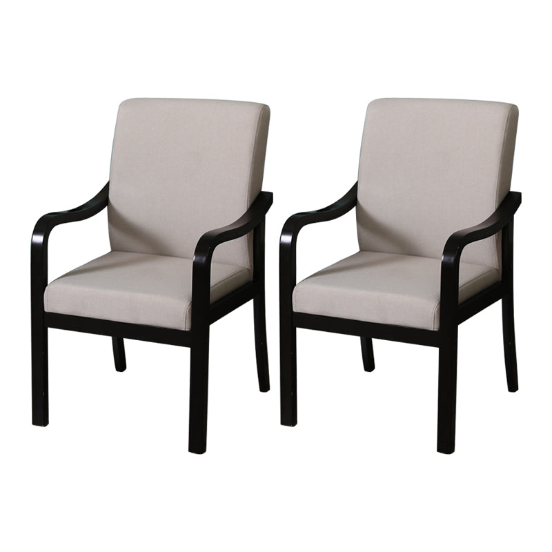 Modern Upholstered Dining Arm Chair Solid Back Dining Armchair with Wood Legs Off-White 2 Piece Set Black Clearhalo ' kitchen&dining_furn' 'Dining Chairs' 'Dining Tables & Seating' 'dining_chair' 'furn' 'furn_dining_chair' 'Furniture' 'furniture_dining_chair' 'Kitchen & Dining Furniture' 'kitchen' 3826680