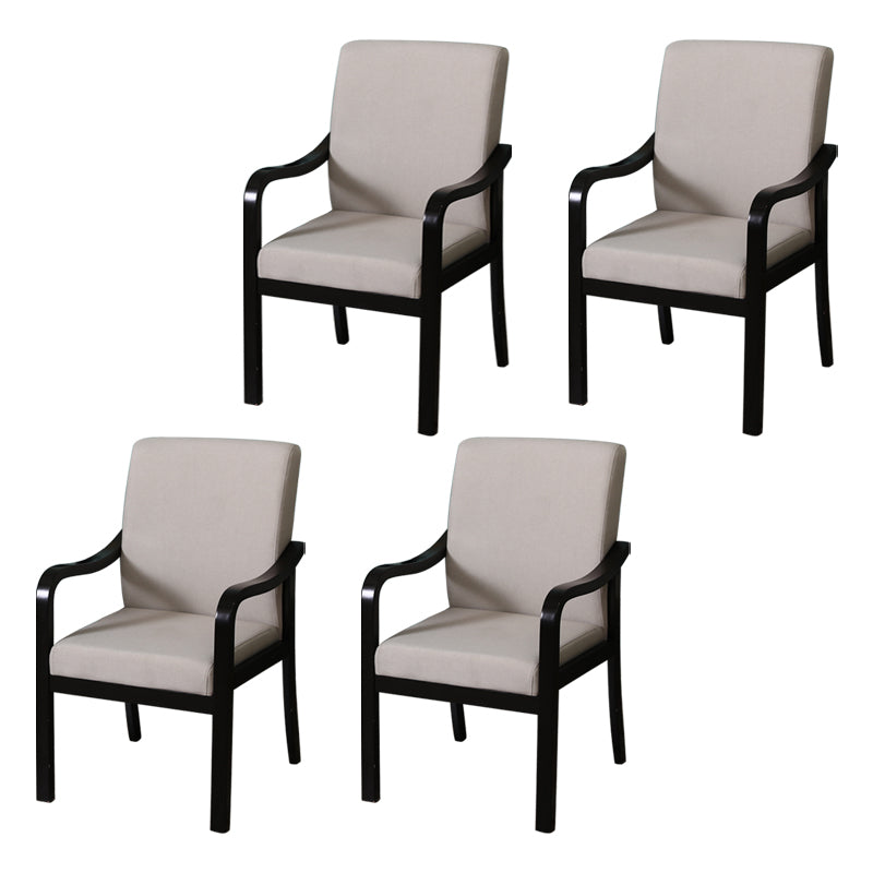 Modern Upholstered Dining Arm Chair Solid Back Dining Armchair with Wood Legs Off-White 4 Piece Set Black Clearhalo ' kitchen&dining_furn' 'Dining Chairs' 'Dining Tables & Seating' 'dining_chair' 'furn' 'furn_dining_chair' 'Furniture' 'furniture_dining_chair' 'Kitchen & Dining Furniture' 'kitchen' 3826681