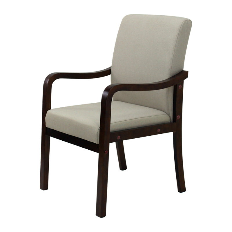 Modern Upholstered Dining Arm Chair Solid Back Dining Armchair with Wood Legs Off-White 1 Piece Walnut Clearhalo ' kitchen&dining_furn' 'Dining Chairs' 'Dining Tables & Seating' 'dining_chair' 'furn' 'furn_dining_chair' 'Furniture' 'furniture_dining_chair' 'Kitchen & Dining Furniture' 'kitchen' 3826688