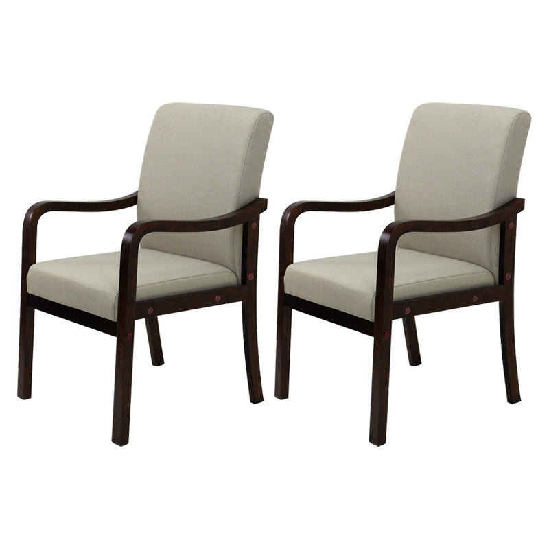 Modern Upholstered Dining Arm Chair Solid Back Dining Armchair with Wood Legs Off-White 2 Piece Set Walnut Clearhalo ' kitchen&dining_furn' 'Dining Chairs' 'Dining Tables & Seating' 'dining_chair' 'furn' 'furn_dining_chair' 'Furniture' 'furniture_dining_chair' 'Kitchen & Dining Furniture' 'kitchen' 3826689