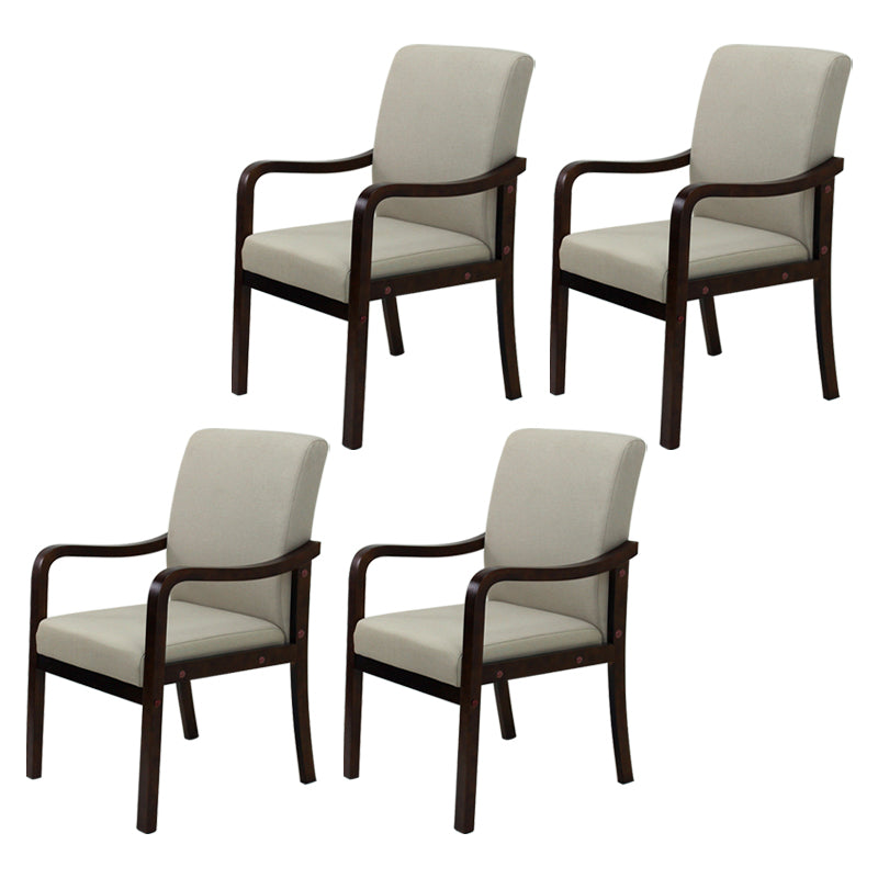 Modern Upholstered Dining Arm Chair Solid Back Dining Armchair with Wood Legs Off-White 4 Piece Set Walnut Clearhalo ' kitchen&dining_furn' 'Dining Chairs' 'Dining Tables & Seating' 'dining_chair' 'furn' 'furn_dining_chair' 'Furniture' 'furniture_dining_chair' 'Kitchen & Dining Furniture' 'kitchen' 3826690