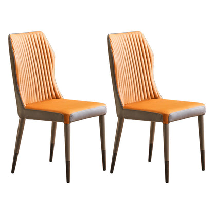 Scandinavian Style Upholstered Armless Dining Chairs Wingback Side Chair for Home Orange 2 Piece Set Black Clearhalo ' kitchen&dining_furn' 'Dining Chairs' 'Dining Tables & Seating' 'dining_chair' 'furn' 'furn_dining_chair' 'Furniture' 'furniture_dining_chair' 'Kitchen & Dining Furniture' 'kitchen' 3826695