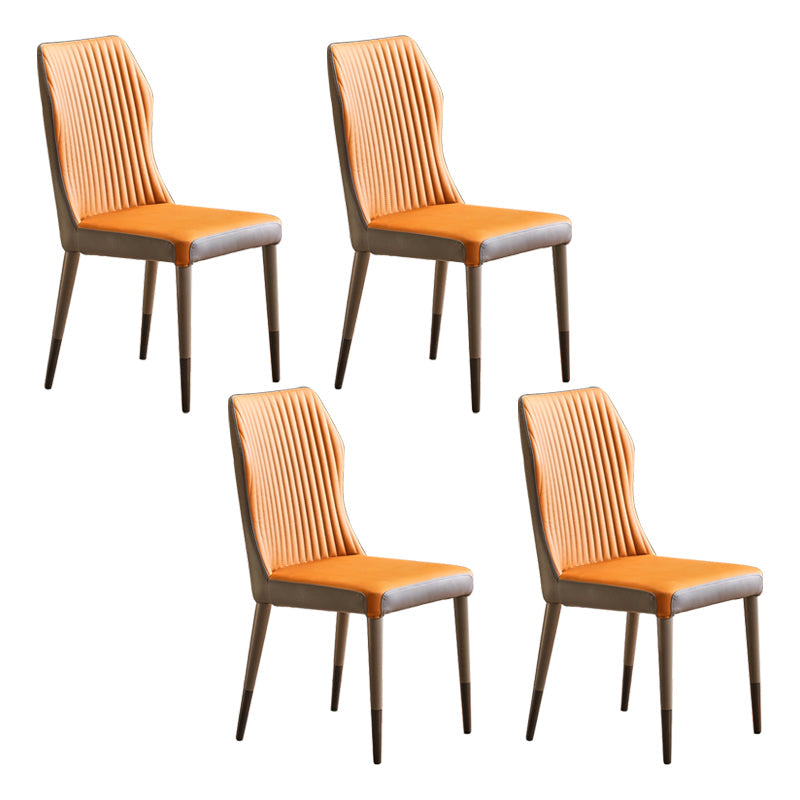 Scandinavian Style Upholstered Armless Dining Chairs Wingback Side Chair for Home Orange 4 Piece Set Black Clearhalo ' kitchen&dining_furn' 'Dining Chairs' 'Dining Tables & Seating' 'dining_chair' 'furn' 'furn_dining_chair' 'Furniture' 'furniture_dining_chair' 'Kitchen & Dining Furniture' 'kitchen' 3826696