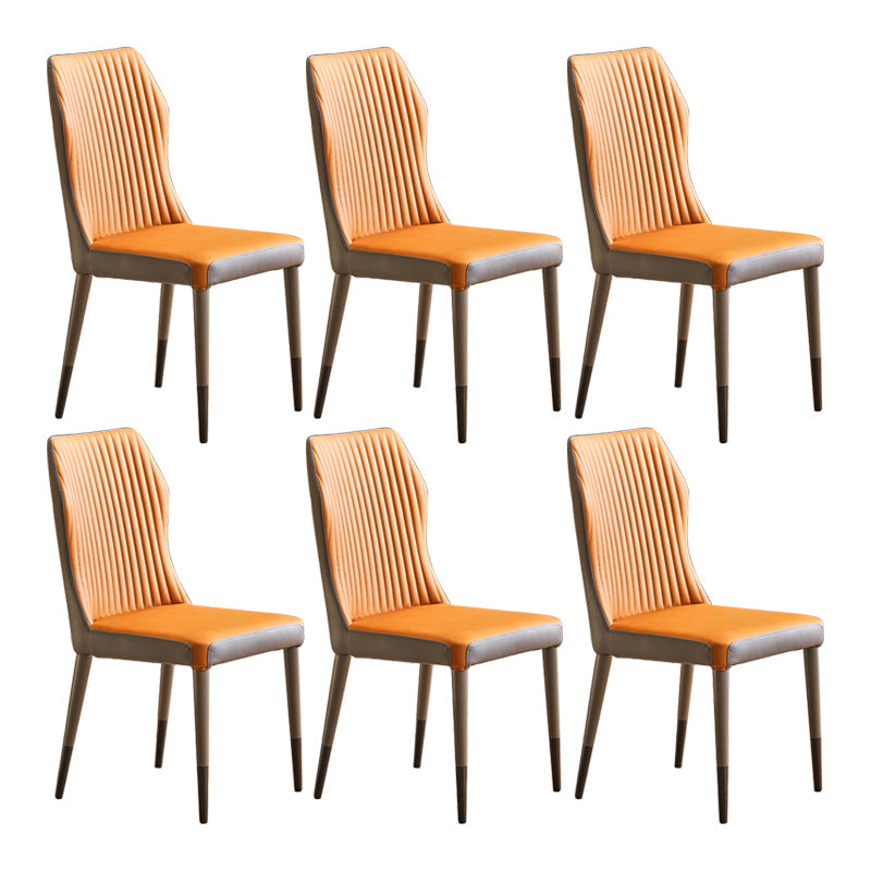Scandinavian Style Upholstered Armless Dining Chairs Wingback Side Chair for Home Orange 6 Piece Set Black Clearhalo ' kitchen&dining_furn' 'Dining Chairs' 'Dining Tables & Seating' 'dining_chair' 'furn' 'furn_dining_chair' 'Furniture' 'furniture_dining_chair' 'Kitchen & Dining Furniture' 'kitchen' 3826698