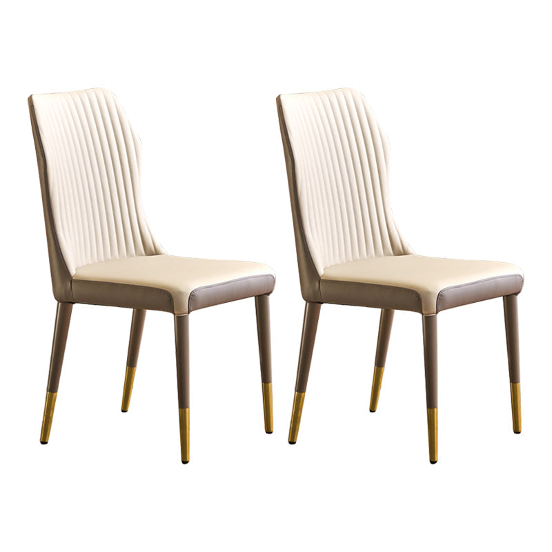 Scandinavian Style Upholstered Armless Dining Chairs Wingback Side Chair for Home Beige 2 Piece Set Brass Gold Clearhalo ' kitchen&dining_furn' 'Dining Chairs' 'Dining Tables & Seating' 'dining_chair' 'furn' 'furn_dining_chair' 'Furniture' 'furniture_dining_chair' 'Kitchen & Dining Furniture' 'kitchen' 3826701