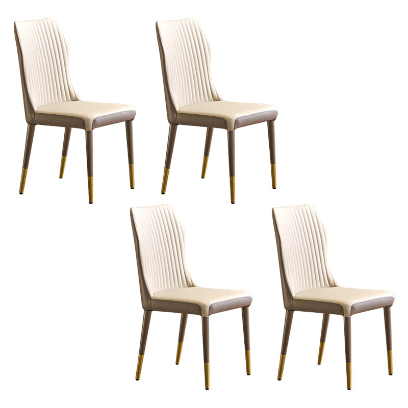 Scandinavian Style Upholstered Armless Dining Chairs Wingback Side Chair for Home Beige 4 Piece Set Brass Gold Clearhalo ' kitchen&dining_furn' 'Dining Chairs' 'Dining Tables & Seating' 'dining_chair' 'furn' 'furn_dining_chair' 'Furniture' 'furniture_dining_chair' 'Kitchen & Dining Furniture' 'kitchen' 3826703