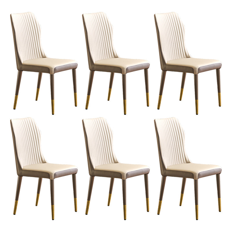 Scandinavian Style Upholstered Armless Dining Chairs Wingback Side Chair for Home Beige 6 Piece Set Brass Gold Clearhalo ' kitchen&dining_furn' 'Dining Chairs' 'Dining Tables & Seating' 'dining_chair' 'furn' 'furn_dining_chair' 'Furniture' 'furniture_dining_chair' 'Kitchen & Dining Furniture' 'kitchen' 3826704