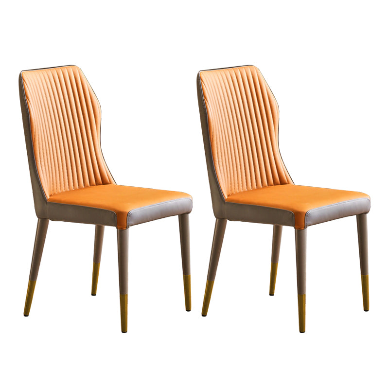 Scandinavian Style Upholstered Armless Dining Chairs Wingback Side Chair for Home Orange 2 Piece Set Brass Gold Clearhalo ' kitchen&dining_furn' 'Dining Chairs' 'Dining Tables & Seating' 'dining_chair' 'furn' 'furn_dining_chair' 'Furniture' 'furniture_dining_chair' 'Kitchen & Dining Furniture' 'kitchen' 3826706