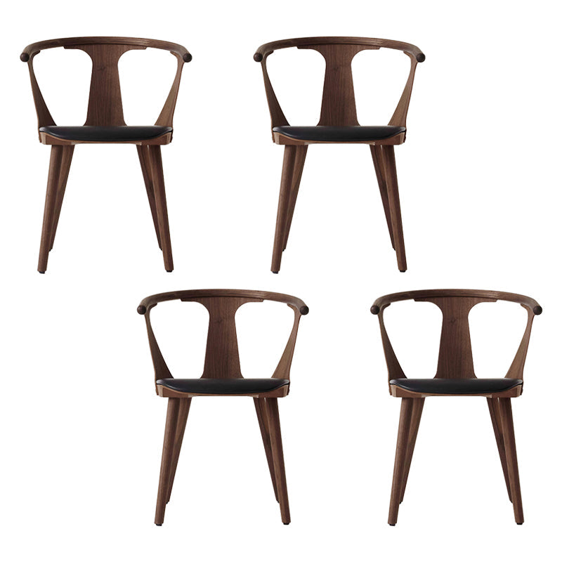 Scandinavian Style Upholstered Side Chair Slat Back Armless Dining Chair Walnut 4 Piece Set Clearhalo ' kitchen&dining_furn' 'Dining Chairs' 'Dining Tables & Seating' 'dining_chair' 'furn' 'furn_dining_chair' 'Furniture' 'furniture_dining_chair' 'Kitchen & Dining Furniture' 'kitchen' 3826725