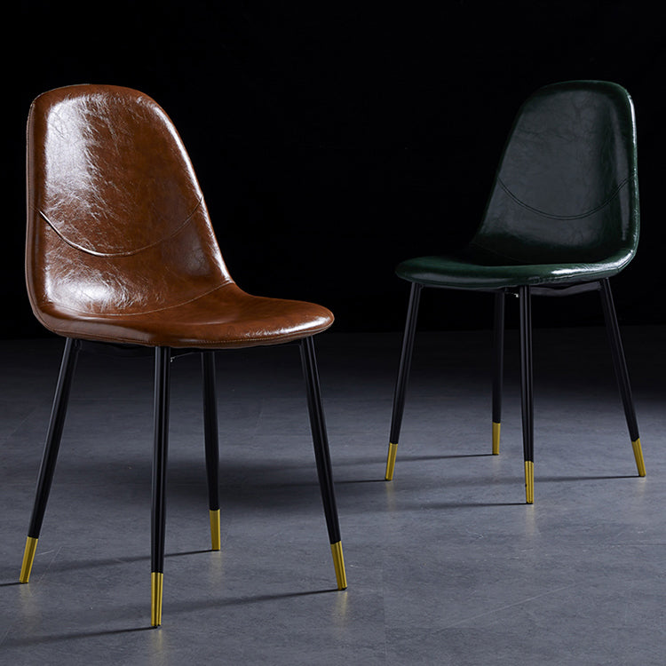 PU Leather Armless Dining Chairs Solid Back Dining Side Chair with Metal Legs Clearhalo ' kitchen&dining_furn' 'Dining Chairs' 'Dining Tables & Seating' 'dining_chair' 'furn' 'furn_dining_chair' 'Furniture' 'furniture_dining_chair' 'Kitchen & Dining Furniture' 'kitchen' 3826733