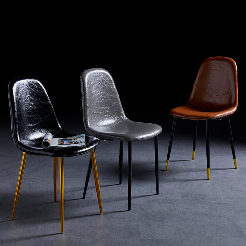 PU Leather Armless Dining Chairs Solid Back Dining Side Chair with Metal Legs Clearhalo ' kitchen&dining_furn' 'Dining Chairs' 'Dining Tables & Seating' 'dining_chair' 'furn' 'furn_dining_chair' 'Furniture' 'furniture_dining_chair' 'Kitchen & Dining Furniture' 'kitchen' 3826735