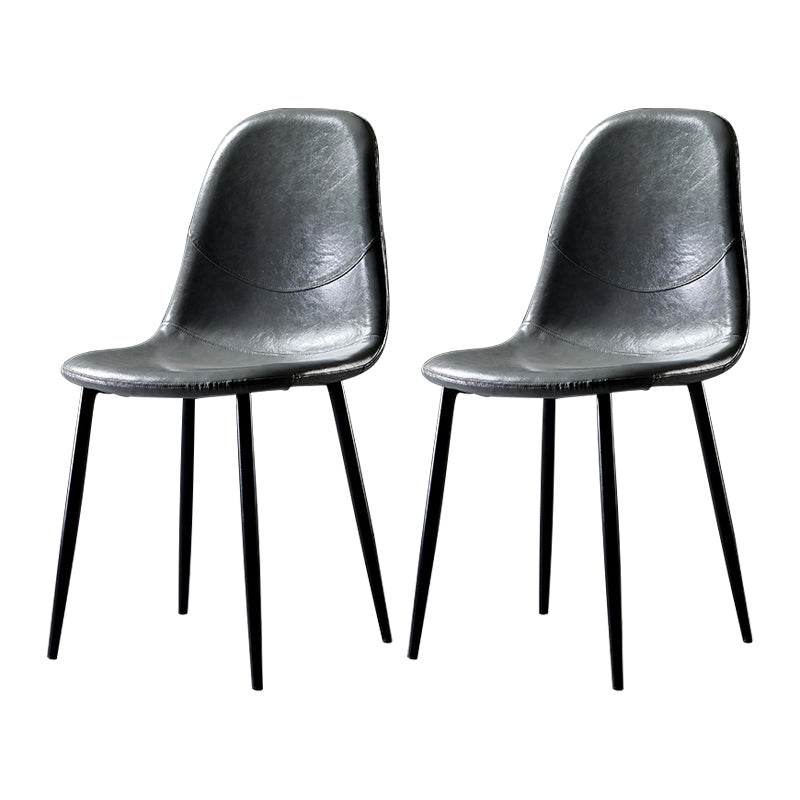 PU Leather Armless Dining Chairs Solid Back Dining Side Chair with Metal Legs Grey 2 Piece Set Black Clearhalo ' kitchen&dining_furn' 'Dining Chairs' 'Dining Tables & Seating' 'dining_chair' 'furn' 'furn_dining_chair' 'Furniture' 'furniture_dining_chair' 'Kitchen & Dining Furniture' 'kitchen' 3826736