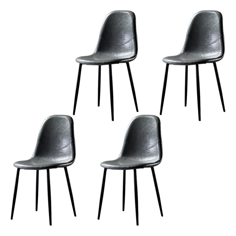 PU Leather Armless Dining Chairs Solid Back Dining Side Chair with Metal Legs Grey 4 Piece Set Black Clearhalo ' kitchen&dining_furn' 'Dining Chairs' 'Dining Tables & Seating' 'dining_chair' 'furn' 'furn_dining_chair' 'Furniture' 'furniture_dining_chair' 'Kitchen & Dining Furniture' 'kitchen' 3826738