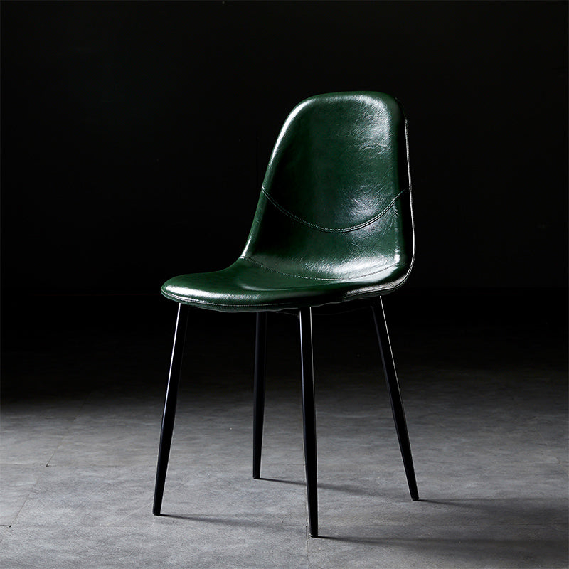 PU Leather Armless Dining Chairs Solid Back Dining Side Chair with Metal Legs Blackish Green 1 Piece Black Clearhalo ' kitchen&dining_furn' 'Dining Chairs' 'Dining Tables & Seating' 'dining_chair' 'furn' 'furn_dining_chair' 'Furniture' 'furniture_dining_chair' 'Kitchen & Dining Furniture' 'kitchen' 3826739