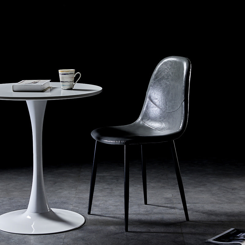 PU Leather Armless Dining Chairs Solid Back Dining Side Chair with Metal Legs Clearhalo ' kitchen&dining_furn' 'Dining Chairs' 'Dining Tables & Seating' 'dining_chair' 'furn' 'furn_dining_chair' 'Furniture' 'furniture_dining_chair' 'Kitchen & Dining Furniture' 'kitchen' 3826740