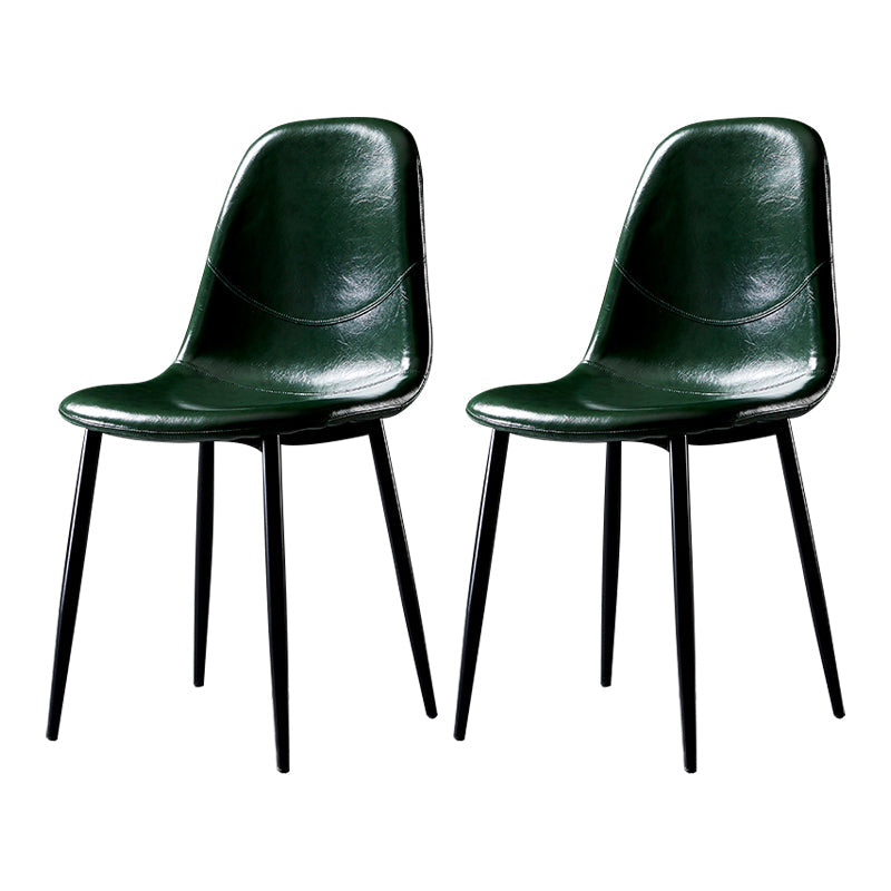 PU Leather Armless Dining Chairs Solid Back Dining Side Chair with Metal Legs Blackish Green 2 Piece Set Black Clearhalo ' kitchen&dining_furn' 'Dining Chairs' 'Dining Tables & Seating' 'dining_chair' 'furn' 'furn_dining_chair' 'Furniture' 'furniture_dining_chair' 'Kitchen & Dining Furniture' 'kitchen' 3826741