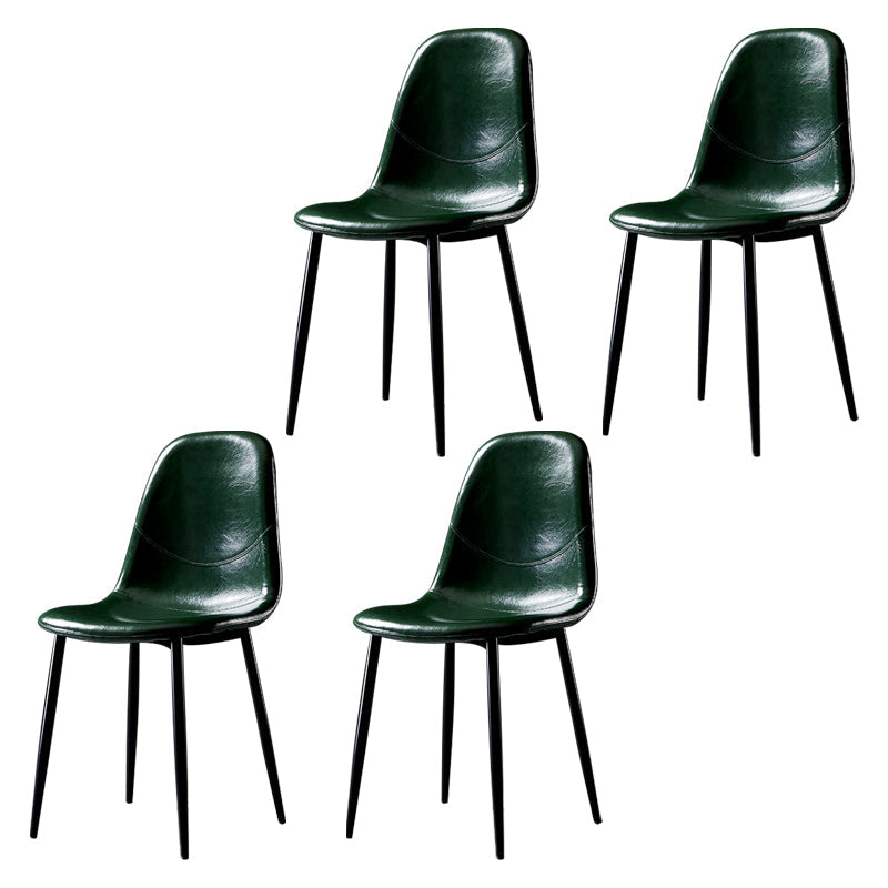 PU Leather Armless Dining Chairs Solid Back Dining Side Chair with Metal Legs Blackish Green 4 Piece Set Black Clearhalo ' kitchen&dining_furn' 'Dining Chairs' 'Dining Tables & Seating' 'dining_chair' 'furn' 'furn_dining_chair' 'Furniture' 'furniture_dining_chair' 'Kitchen & Dining Furniture' 'kitchen' 3826743