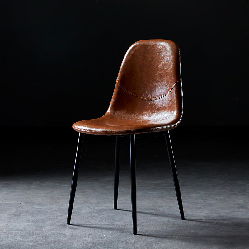 PU Leather Armless Dining Chairs Solid Back Dining Side Chair with Metal Legs Brown 1 Piece Black Clearhalo ' kitchen&dining_furn' 'Dining Chairs' 'Dining Tables & Seating' 'dining_chair' 'furn' 'furn_dining_chair' 'Furniture' 'furniture_dining_chair' 'Kitchen & Dining Furniture' 'kitchen' 3826745