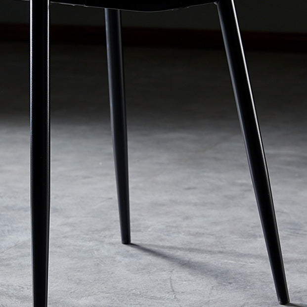 PU Leather Armless Dining Chairs Solid Back Dining Side Chair with Metal Legs Clearhalo ' kitchen&dining_furn' 'Dining Chairs' 'Dining Tables & Seating' 'dining_chair' 'furn' 'furn_dining_chair' 'Furniture' 'furniture_dining_chair' 'Kitchen & Dining Furniture' 'kitchen' 3826747