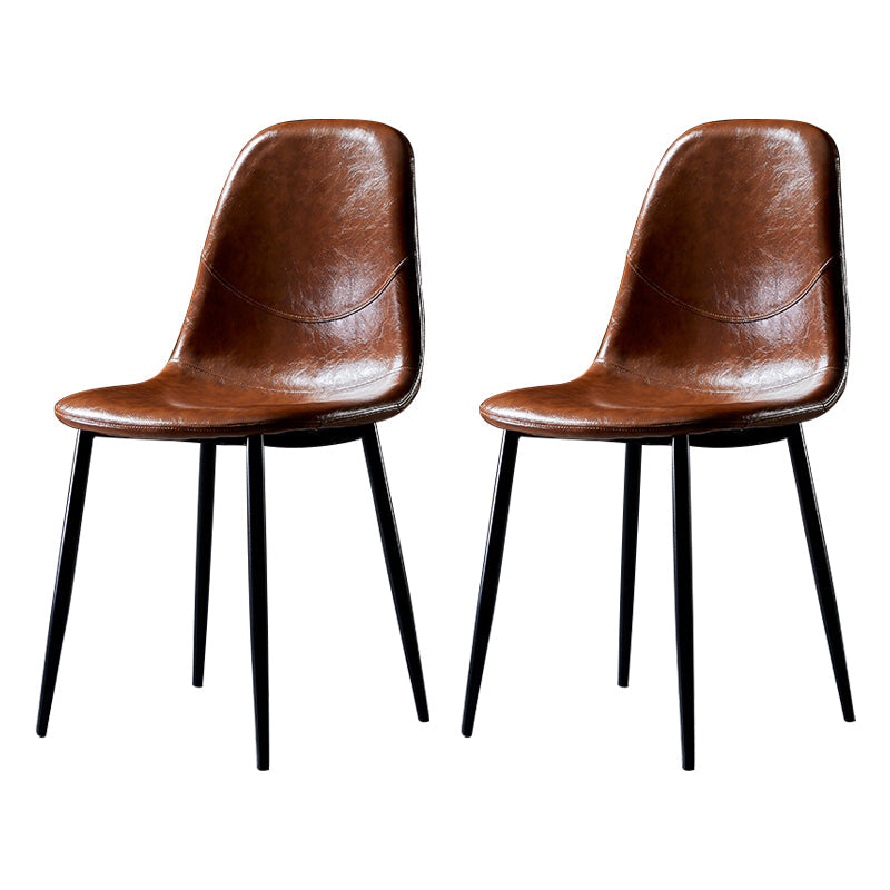 PU Leather Armless Dining Chairs Solid Back Dining Side Chair with Metal Legs Brown 2 Piece Set Black Clearhalo ' kitchen&dining_furn' 'Dining Chairs' 'Dining Tables & Seating' 'dining_chair' 'furn' 'furn_dining_chair' 'Furniture' 'furniture_dining_chair' 'Kitchen & Dining Furniture' 'kitchen' 3826748