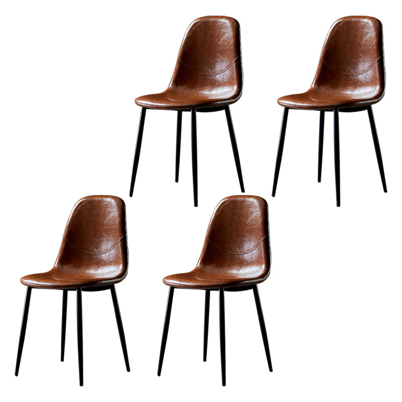 PU Leather Armless Dining Chairs Solid Back Dining Side Chair with Metal Legs Brown 4 Piece Set Black Clearhalo ' kitchen&dining_furn' 'Dining Chairs' 'Dining Tables & Seating' 'dining_chair' 'furn' 'furn_dining_chair' 'Furniture' 'furniture_dining_chair' 'Kitchen & Dining Furniture' 'kitchen' 3826750