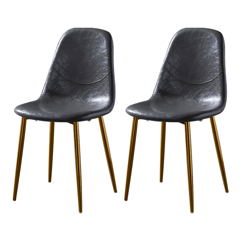 PU Leather Armless Dining Chairs Solid Back Dining Side Chair with Metal Legs Grey 2 Piece Set Brass Gold Clearhalo ' kitchen&dining_furn' 'Dining Chairs' 'Dining Tables & Seating' 'dining_chair' 'furn' 'furn_dining_chair' 'Furniture' 'furniture_dining_chair' 'Kitchen & Dining Furniture' 'kitchen' 3826753