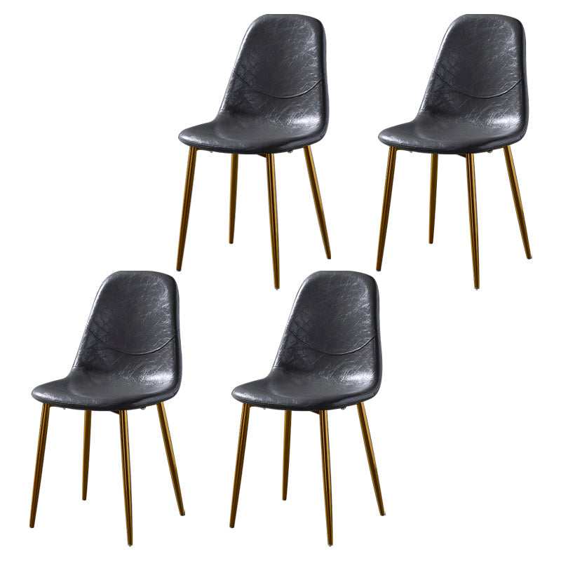 PU Leather Armless Dining Chairs Solid Back Dining Side Chair with Metal Legs Grey 4 Piece Set Brass Gold Clearhalo ' kitchen&dining_furn' 'Dining Chairs' 'Dining Tables & Seating' 'dining_chair' 'furn' 'furn_dining_chair' 'Furniture' 'furniture_dining_chair' 'Kitchen & Dining Furniture' 'kitchen' 3826755