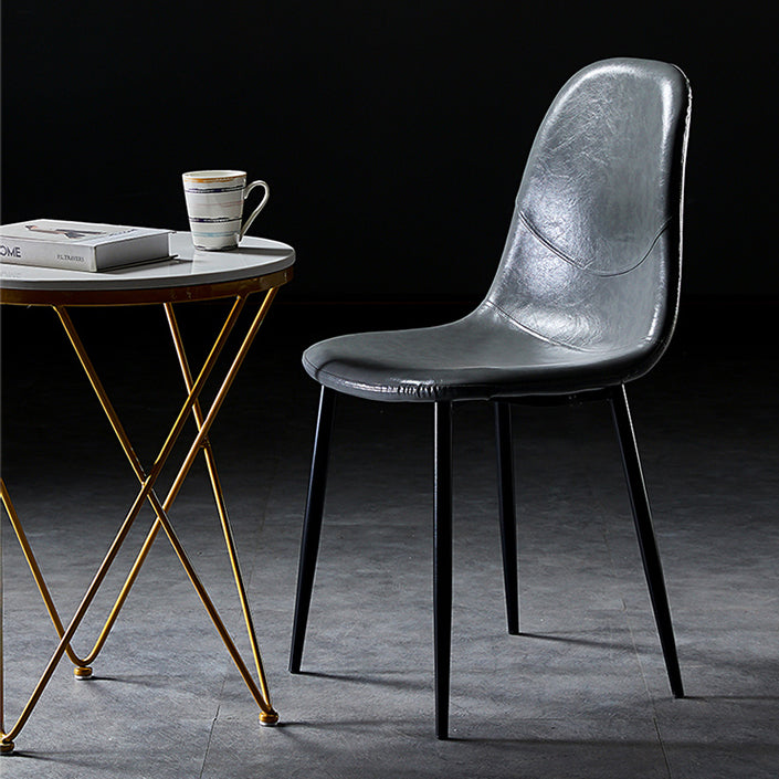 PU Leather Armless Dining Chairs Solid Back Dining Side Chair with Metal Legs Clearhalo ' kitchen&dining_furn' 'Dining Chairs' 'Dining Tables & Seating' 'dining_chair' 'furn' 'furn_dining_chair' 'Furniture' 'furniture_dining_chair' 'Kitchen & Dining Furniture' 'kitchen' 3826756