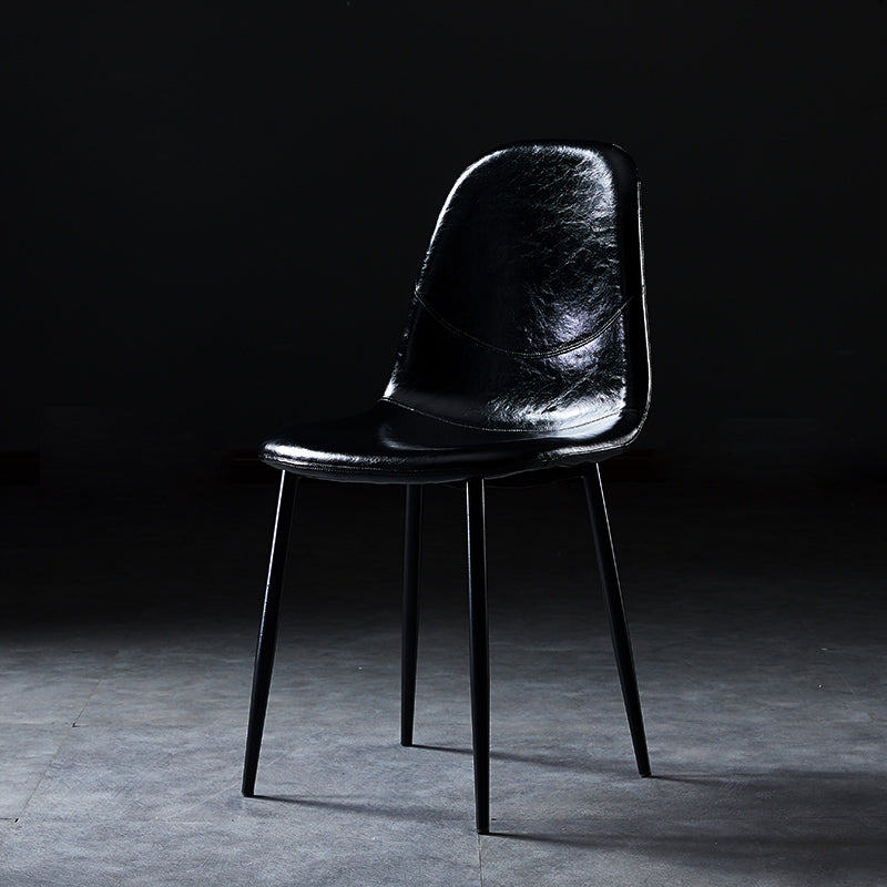 PU Leather Armless Dining Chairs Solid Back Dining Side Chair with Metal Legs Black 1 Piece Black Clearhalo ' kitchen&dining_furn' 'Dining Chairs' 'Dining Tables & Seating' 'dining_chair' 'furn' 'furn_dining_chair' 'Furniture' 'furniture_dining_chair' 'Kitchen & Dining Furniture' 'kitchen' 3826761