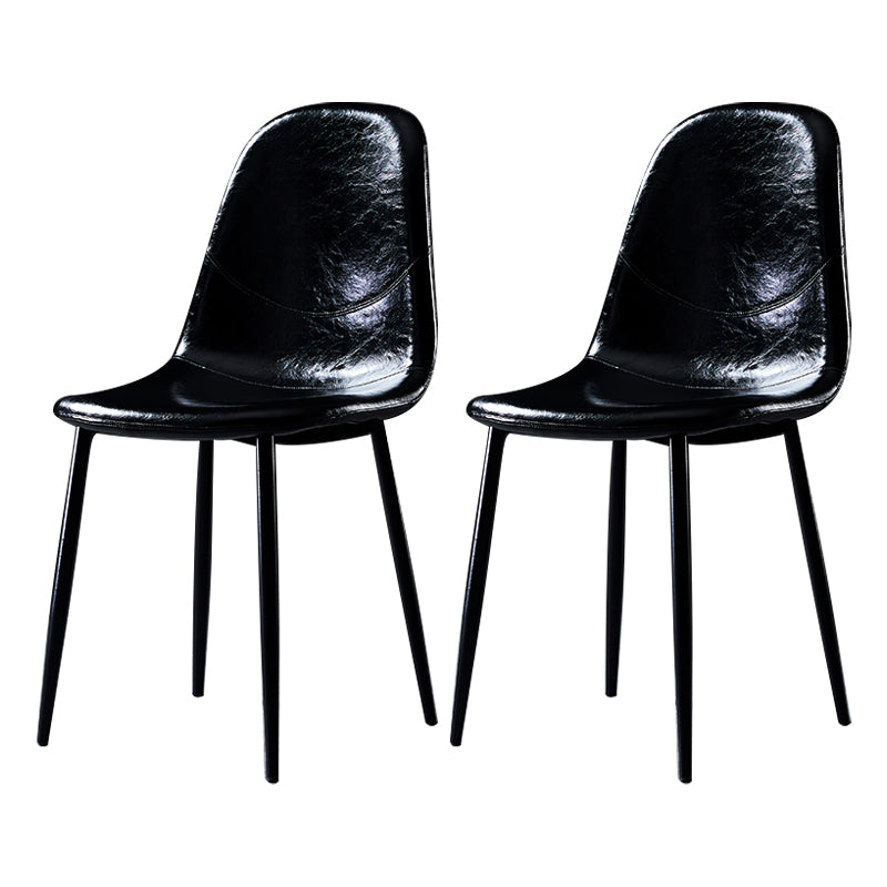PU Leather Armless Dining Chairs Solid Back Dining Side Chair with Metal Legs Black 2 Piece Set Black Clearhalo ' kitchen&dining_furn' 'Dining Chairs' 'Dining Tables & Seating' 'dining_chair' 'furn' 'furn_dining_chair' 'Furniture' 'furniture_dining_chair' 'Kitchen & Dining Furniture' 'kitchen' 3826762