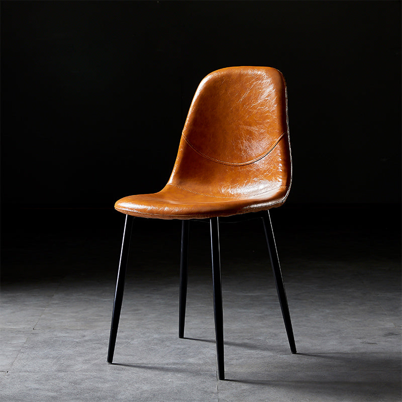 PU Leather Armless Dining Chairs Solid Back Dining Side Chair with Metal Legs Yellow 1 Piece Black Clearhalo ' kitchen&dining_furn' 'Dining Chairs' 'Dining Tables & Seating' 'dining_chair' 'furn' 'furn_dining_chair' 'Furniture' 'furniture_dining_chair' 'Kitchen & Dining Furniture' 'kitchen' 3826764